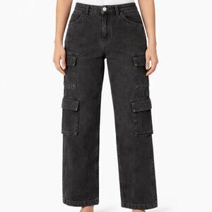 NEW PacSun Kids Baggie Cargo Jeans Size 12 Black Denim